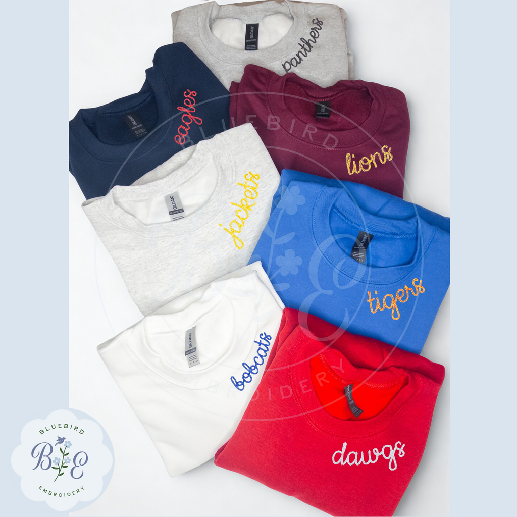 Custom Embroidered Neckline Sweatshirt – Mascot Edition