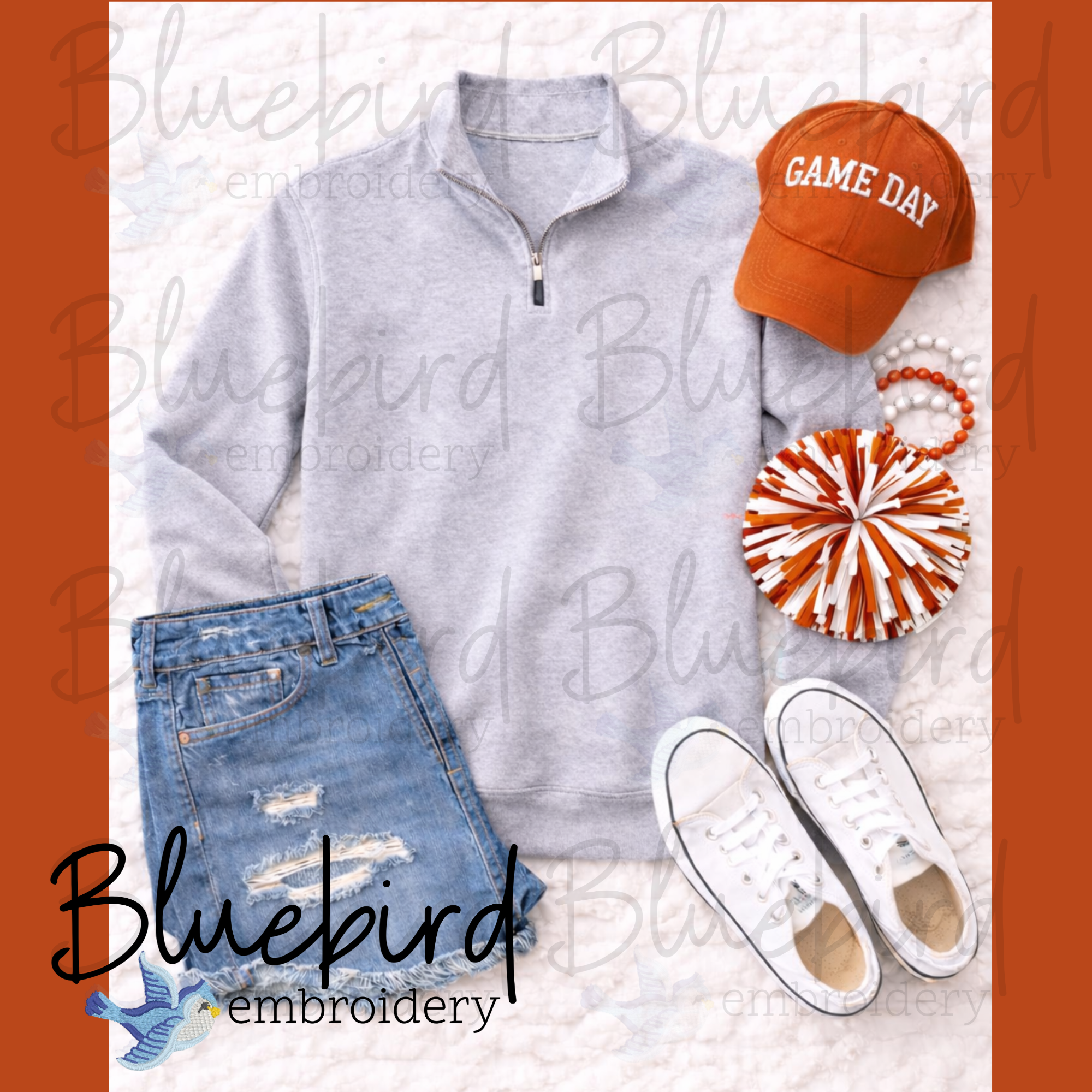 Athletic Heather Quarter Zip Mockup Bundle | 13 Gameday Flat Lay Apparel Mockups