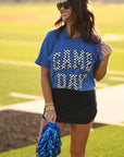 Royal Blue Checkered Game Day Tee - Bluebird Embroidery