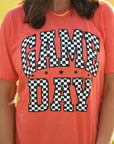 Orange Checkered Game Day Tee - Bluebird Embroidery