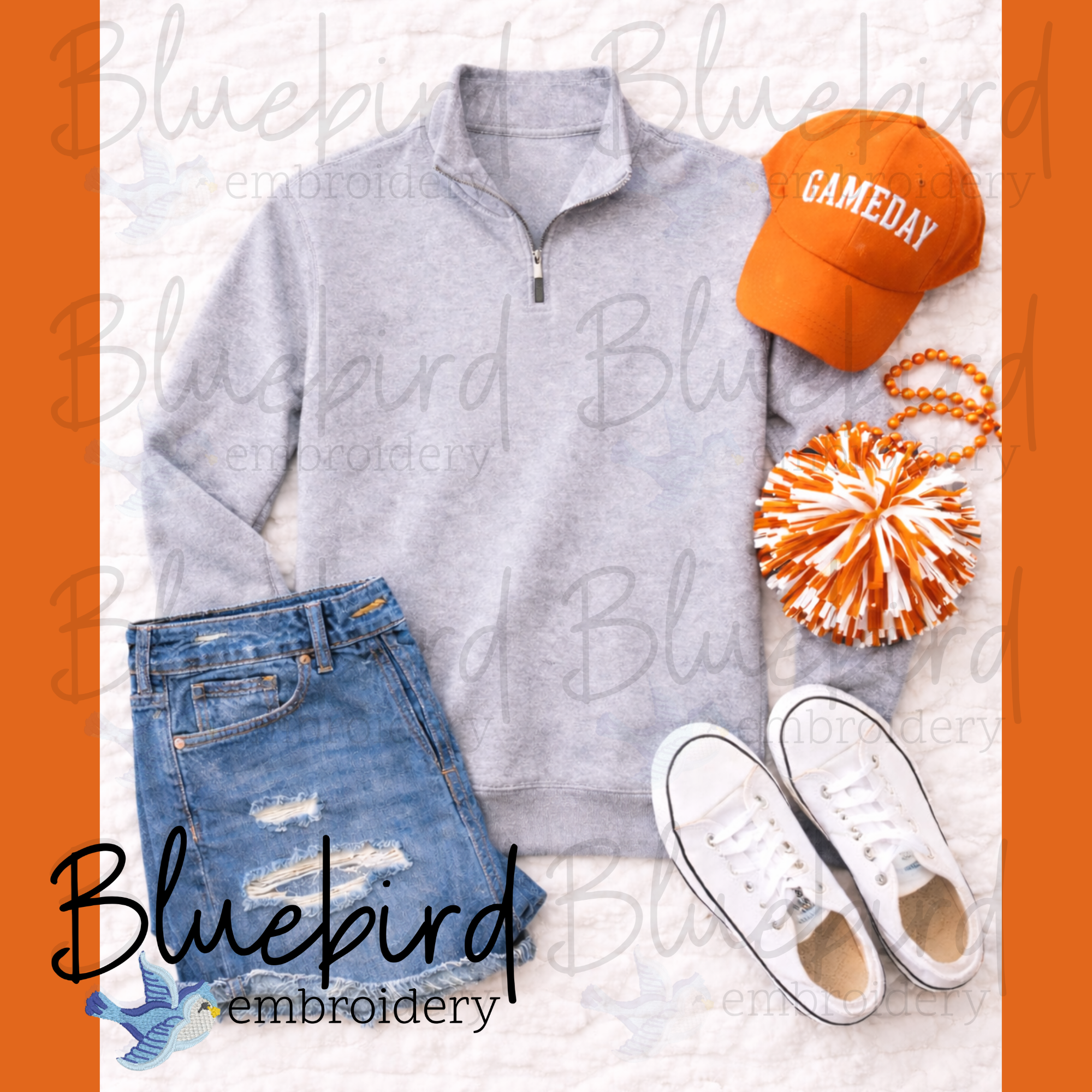 Athletic Heather Quarter Zip Mockup Bundle | 13 Gameday Flat Lay Apparel Mockups