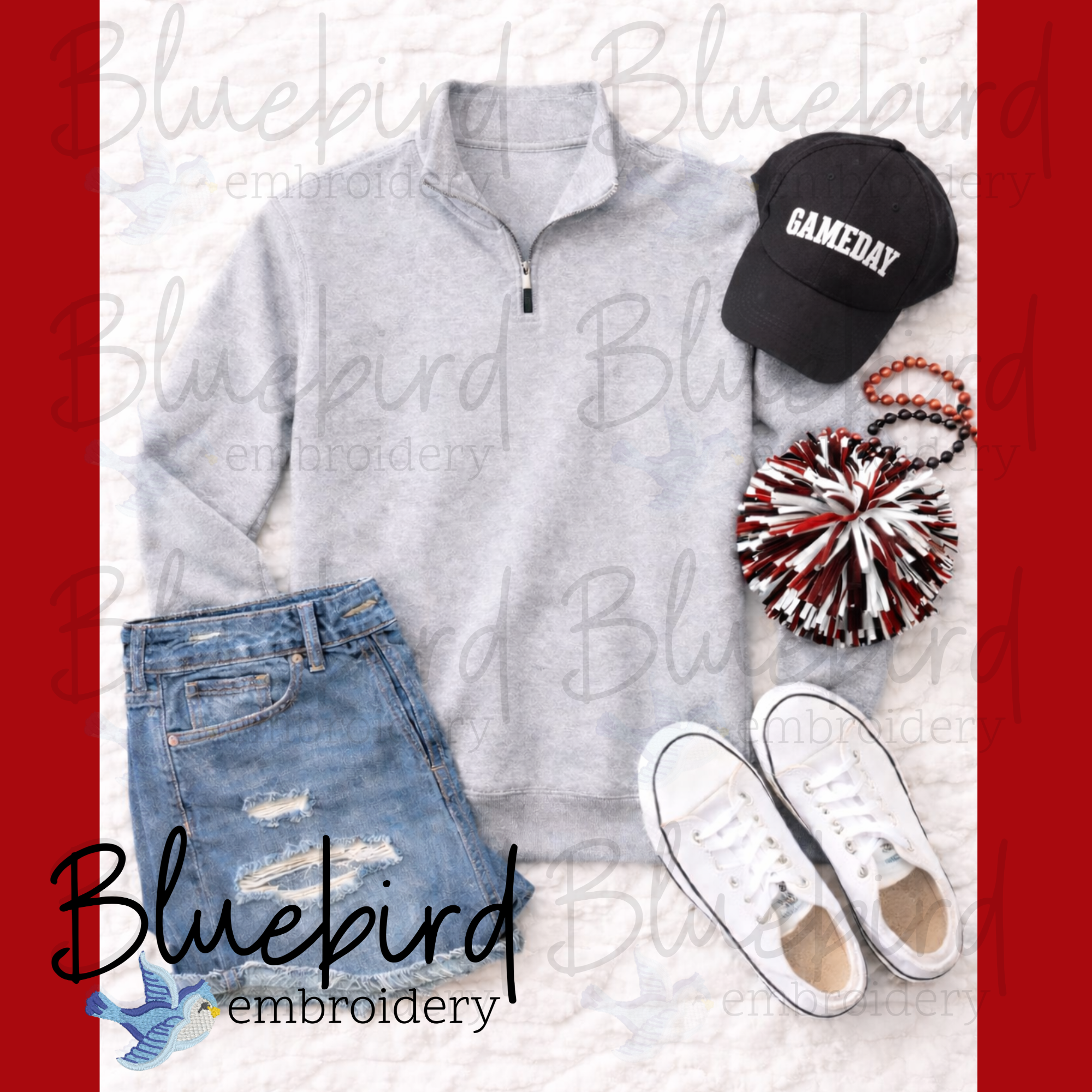 Athletic Heather Quarter Zip Mockup Bundle | 13 Gameday Flat Lay Apparel Mockups