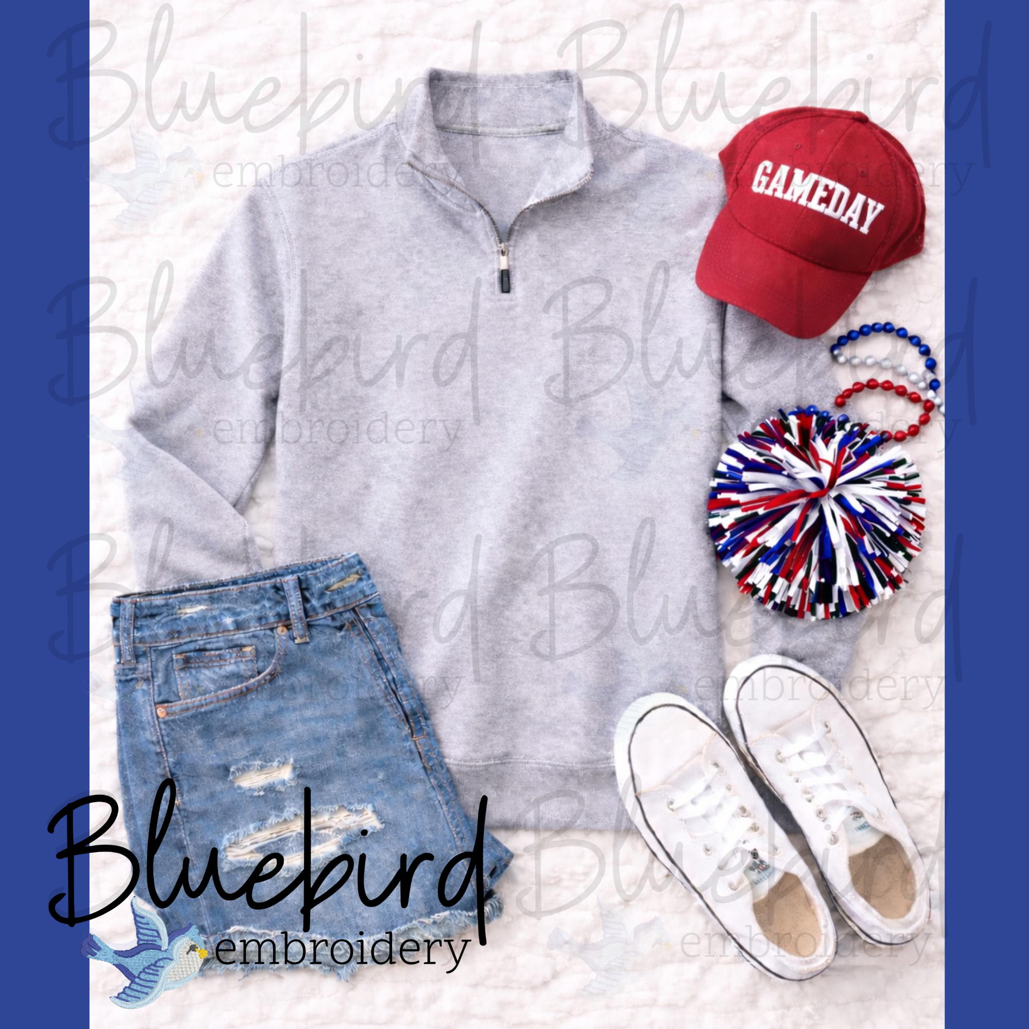 Athletic Heather Quarter Zip Mockup Bundle | 13 Gameday Flat Lay Apparel Mockups