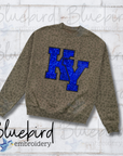 Leopard Sequin Interlocking Letters Applique Embroidered Crewneck
