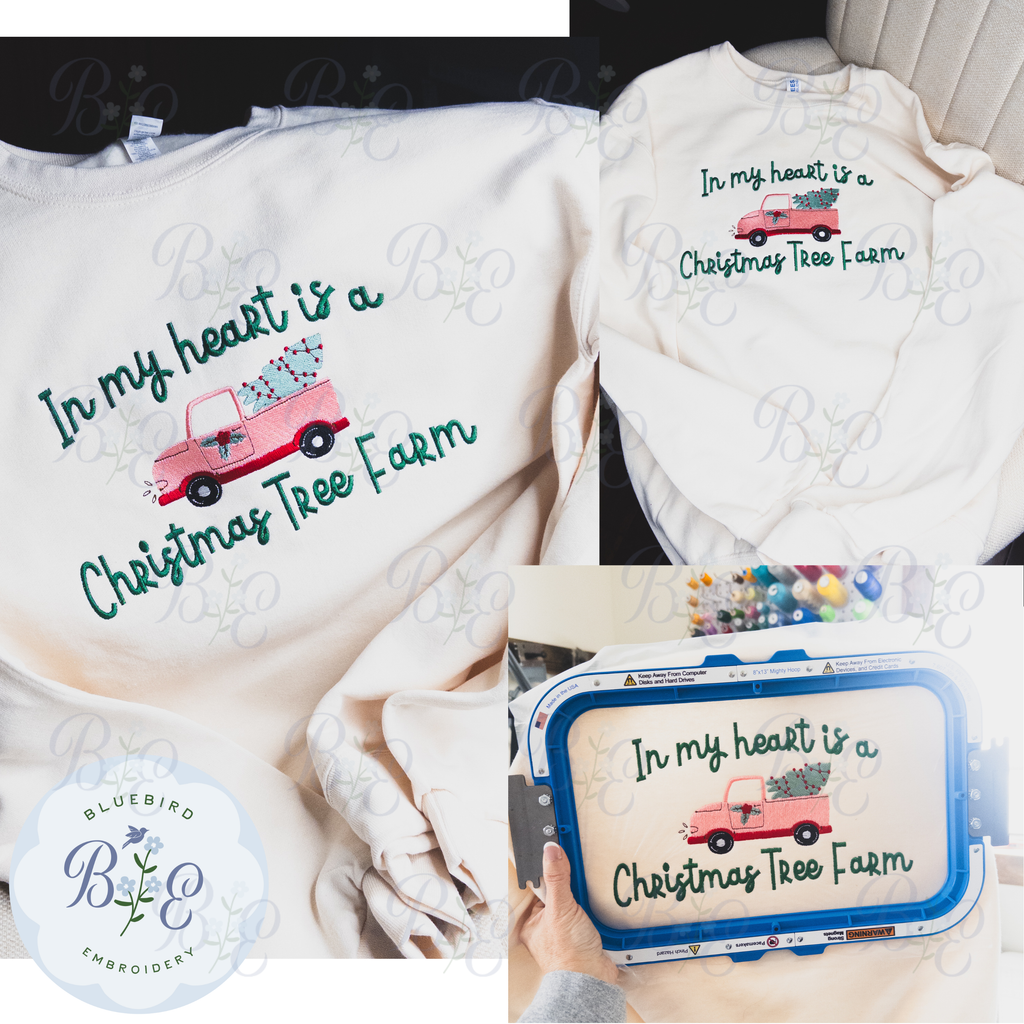 In my heart is a Christmas Tree Farm Digital Embroidery Design