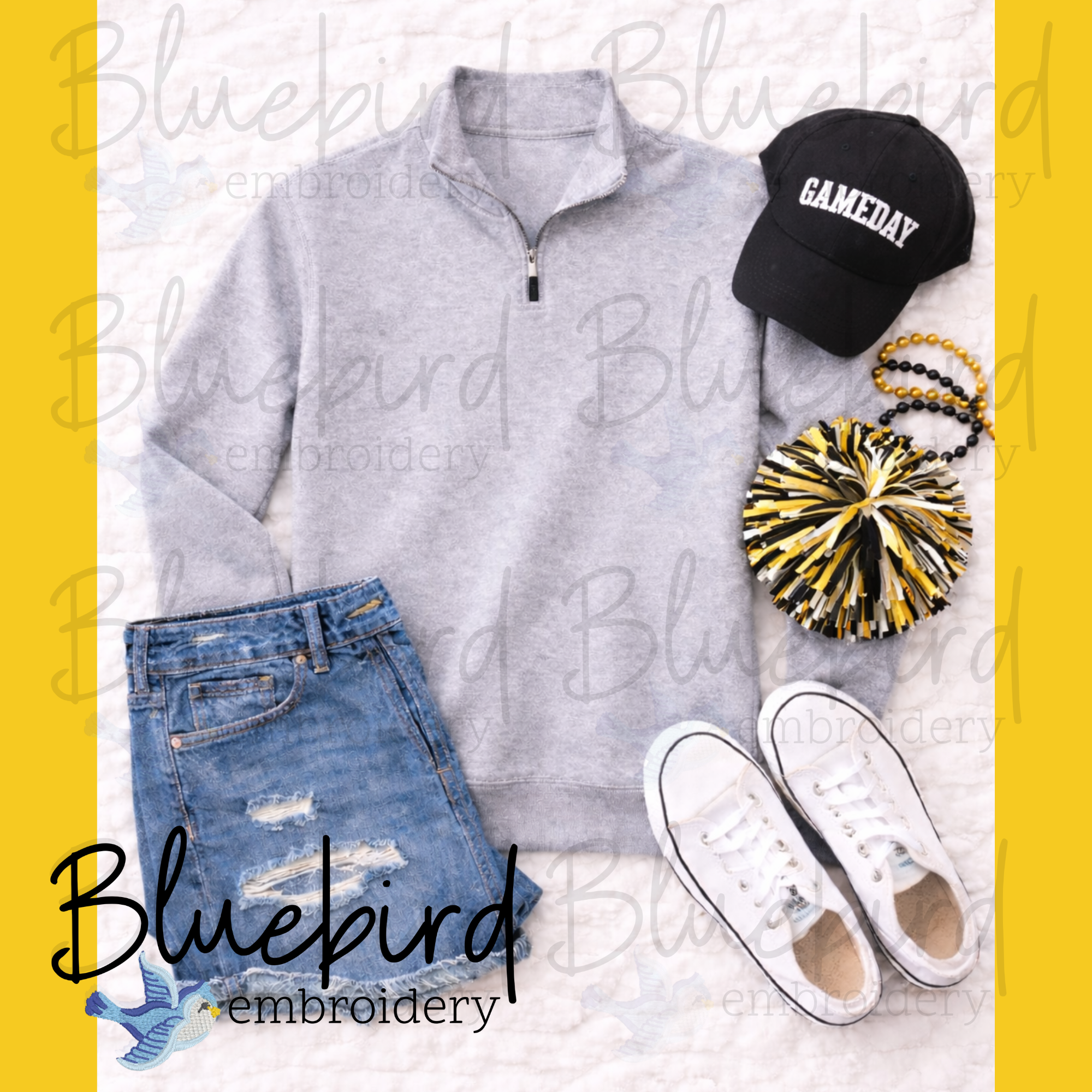 Athletic Heather Quarter Zip Mockup Bundle | 13 Gameday Flat Lay Apparel Mockups